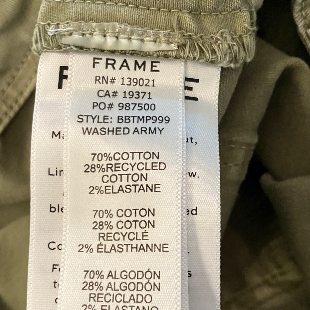 FRAME Cropped Moto Jogger Jeans in Washed Army Women’s Size 26 GUC - Picture 9 of 10